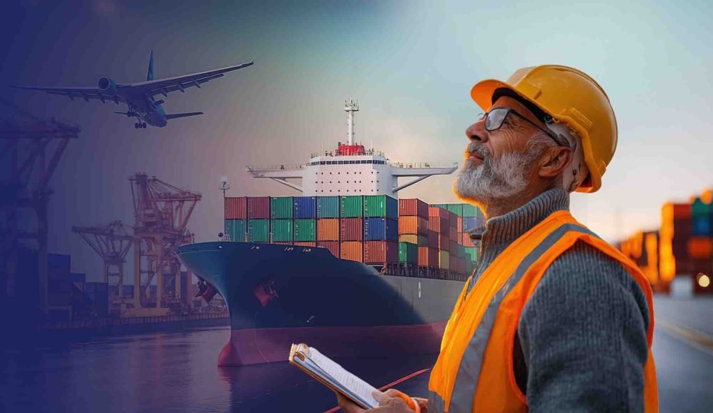 vecteezy a dockworker looks towards سسسsunset at a busy port 65940817 Recovered